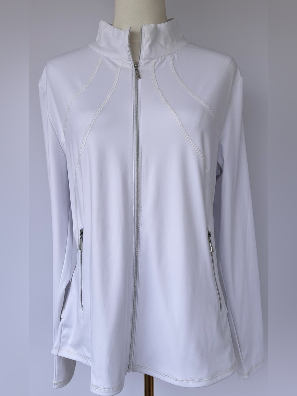 Acegolfs Women’s More Than Basic Ruffle Jacket Full Zip White Size Large